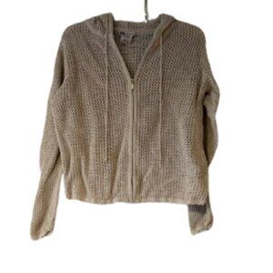 Faded Glory Yarn Knit Zip Hoodie  - Tan - Medium